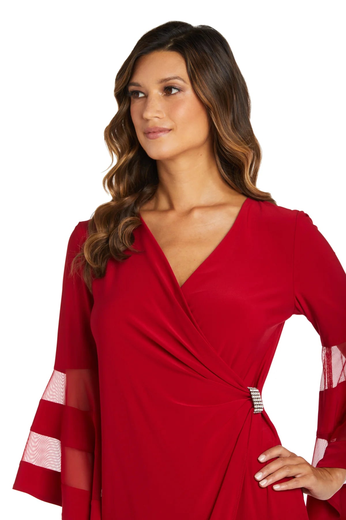 3/4 Sleeve Red wraparound dress